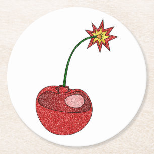 Porta-copo De Papel Redondo Bomba de Cherry com brilho