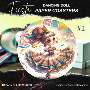 Porta-copo De Papel Redondo Boneca Dançante Fiesta (#1) Conjuntos de Coasters