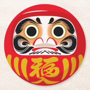 Porta-copo De Papel Redondo Boneco Daruma (amuleto tradicional japonês de boa