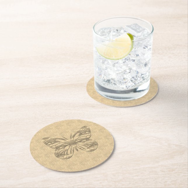 Porta-copo De Papel Redondo Bonito borboleta Dourada (Insitu)