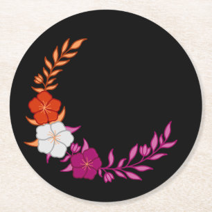 Porta-copo De Papel Redondo Bonito Crescente de Flores Lésbicas Sutis