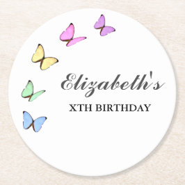 Porta-copo De Papel Redondo Borboletas Coloridas Aniversário