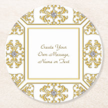 Borda Ornamentais em Ouro Elegante com Acento de D