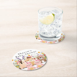 Porta-copo De Papel Redondo Bovinos e Chás de fraldas de flores selvagens