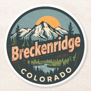 Porta-copo De Papel Redondo Breckenridge colorado Montanha Rochosa Vintage