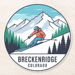 Porta-copo De Papel Redondo Breckenridge Colorado Skiing Skier Viagem