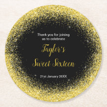 Bright Yellow Dress Faux Glitter Sweet 16 Birthday