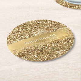 Porta-copo De Papel Redondo Brilhante Dourado