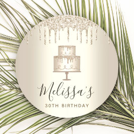 Porta-copo De Papel Redondo Brilho de bolo dourado escorre sofisticada festa g