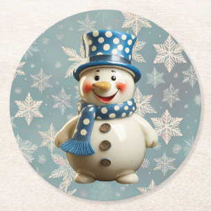 Porta-copo De Papel Redondo Bule de Cerâmica em Formato de Boneco de Neve