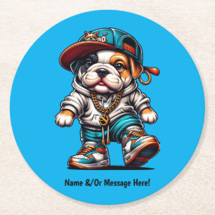 Porta-copo De Papel Redondo Bule de Criança Personalizado com Cachorrinho Bull