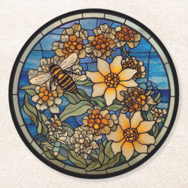 Porta-copo De Papel Redondo Bumblebee de vidro manchado