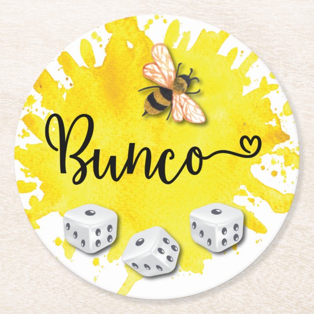 Porta-copo De Papel Redondo Bunco Bee Dice (Frente)