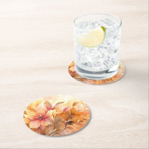 Porta-copo De Papel Redondo Buquê de outono