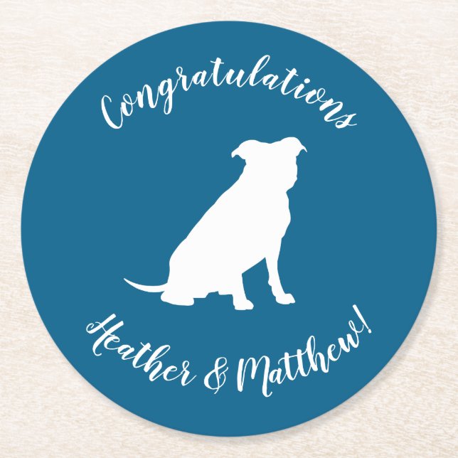 Porta-copo De Papel Redondo Cachorro-Chá de fraldas Cachorro Azul (Frente)