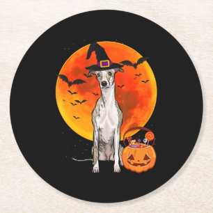 Porta-copo De Papel Redondo Cachorro Halloween Jack O Lanterna Pumpkin T-Shi