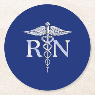 Porta-copo De Papel Redondo Caduceus do RN da enfermeira diplomada na