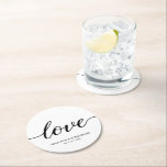 Porta-copo De Papel Redondo Caixa de Favoritos personalizado do Casamento de S<br><div class="desc">Lembretes Elegantes: Apaixonados Manuscritos Personalizados de Favor Casados Brincadeiras de Papel Redondas a Novos começos e memórias ao longo da vida com nossas Portas copos de Papel Redondas de Palavras Personalizadas de Casamento de Amor. Perfeitamente misturando função e forma, essas portas copos servem tanto como um favor prático de casamento...</div>