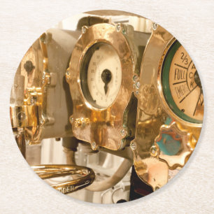 Porta-copo De Papel Redondo Calibres e instrumentos navegacionais no submarino
