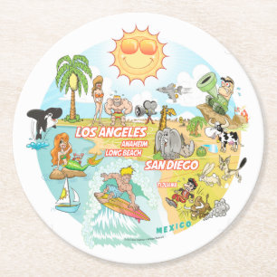 Porta-copo De Papel Redondo California Beach Life