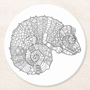 Porta-copo De Papel Redondo Camaleão Zendoodle