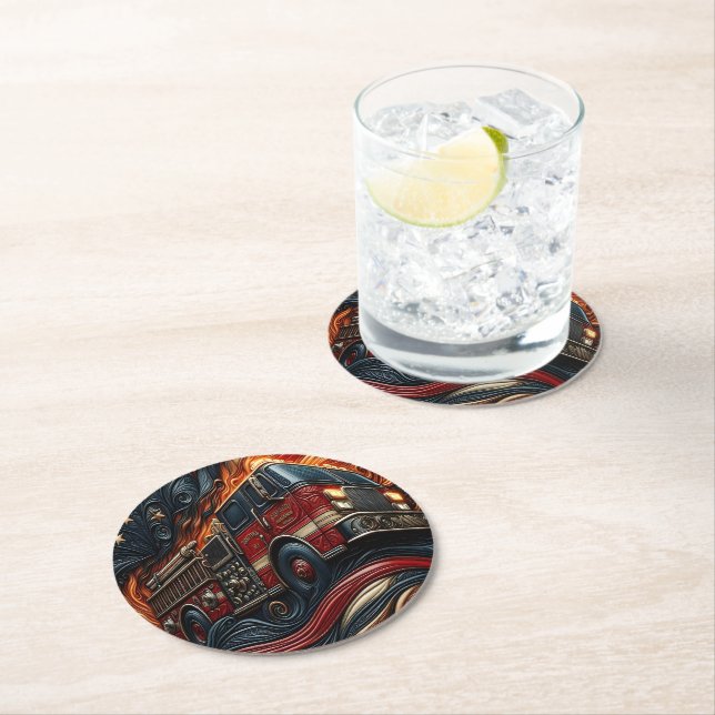 Porta-copo De Papel Redondo Caminhão Clássico sobre Couro Imitativo (Insitu)