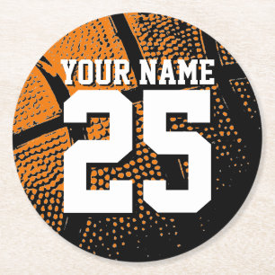 Porta-copo De Papel Redondo Camisa de basquete personalizada com número e nome