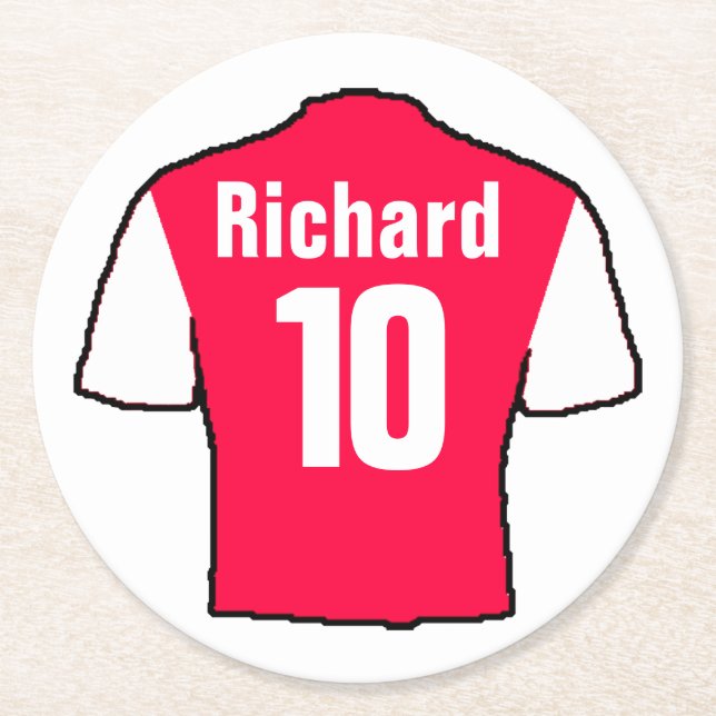 Porta-copo De Papel Redondo Camisa do ventilador de futebol para personalizar. (Frente)