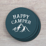 Porta-copo De Papel Redondo Camper Mountain Adventure Camper Feliz Camping<br><div class="desc">Feliz Camper Rustic Mountain Adventure Portas copos.</div>