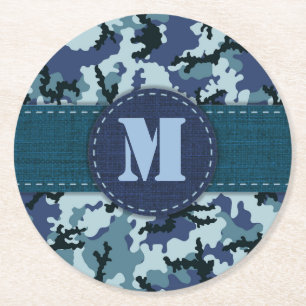 Porta-copo De Papel Redondo camuflagem do marinho