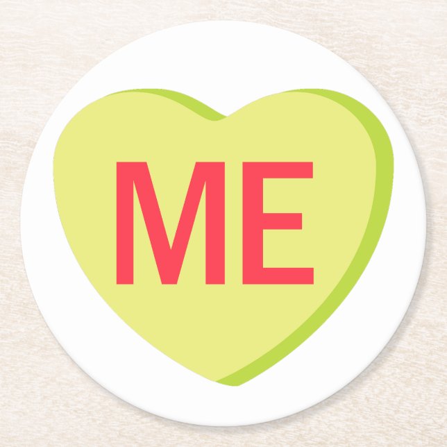 Porta-copo De Papel Redondo Candy Heart - ME (Frente)