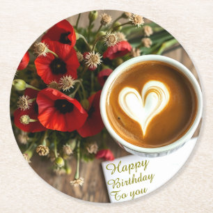 Porta-copo De Papel Redondo Caneca de Café de Aniversário Personalizada com Co