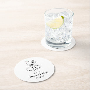 Porta-copo De Papel Redondo Caneta Clássica Preta e Branca em Ovo Monograma