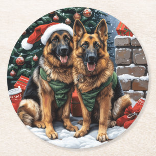 Porta-copo De Papel Redondo Caninos de German shepherd de Natal