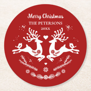 Porta-copo De Papel Redondo Canto Festivo Escandi Vermelho, Velho Natal