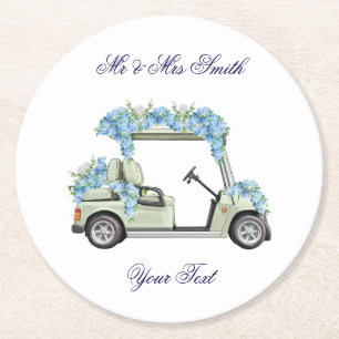 Porta-copo De Papel Redondo Carrinho de Golfe Floral Azul de Nantucket para Ca