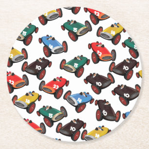 Porta-copo De Papel Redondo Carros de Corrida Antigos