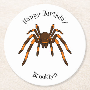 Porta-copo De Papel Redondo Cartoon de aranha-do-marrom e-laranja-acastanhado