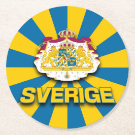 Porta-copo De Papel Redondo Casaco de armas Sverige