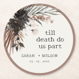 Porta-copo De Papel Redondo Casamento Botânico Bótico Rust Negro