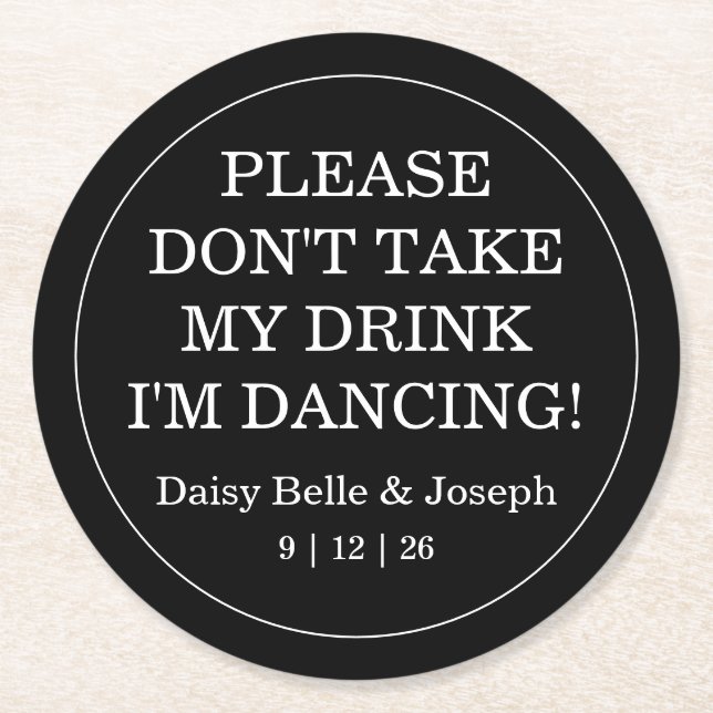 Porta-copo De Papel Redondo Casamento Branco & Elegante (Frente)