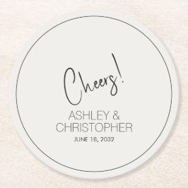 Porta-copo De Papel Redondo Casamento Branco Moderno Minimalista