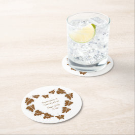 Porta-copo De Papel Redondo Casamento com Design de Borboletas Coloridas de Ch