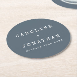 Porta-copo De Papel Redondo Casamento com Máquina de Digitalização Azul Escura