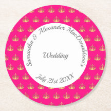 Casamento cor-de-rosa-claro e coroa-dourada