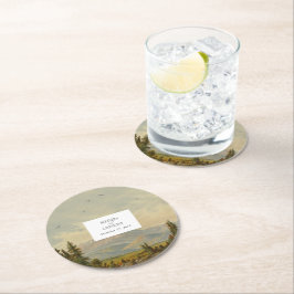 Porta-copo De Papel Redondo Casamento das Montanhas da Floresta de Pinheiros d