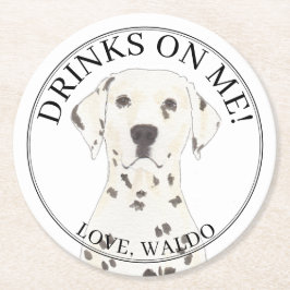 Porta-copo De Papel Redondo Casamento de Cachorro Dalmático Personalizado