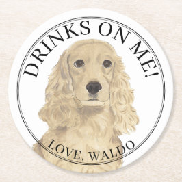 Porta-copo De Papel Redondo Casamento de Cachorro Espanhol com Tan Cocker Pers