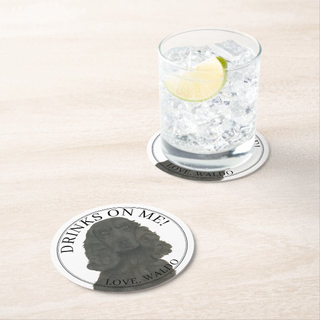 Porta-copo De Papel Redondo Casamento de Cachorro Negro Personalizado (Insitu)