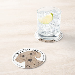 Porta-copo De Papel Redondo Casamento de Cão Vermelho Suave Personalizado